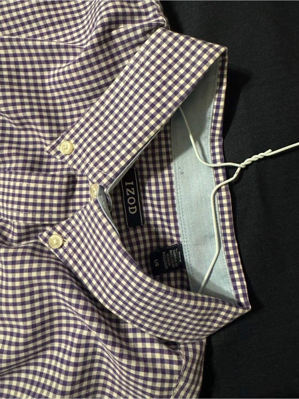 Izod Men's Purple Gingham Button-Down Shirt